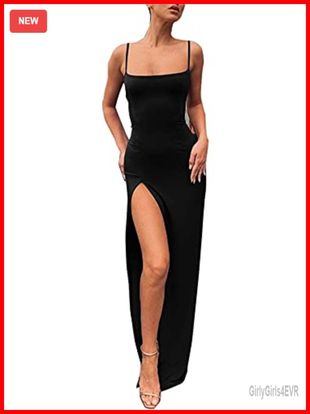 Spaghetti Strap Bodycon Maxi Dress Long Formal Thigh-high Slit Club Wedding